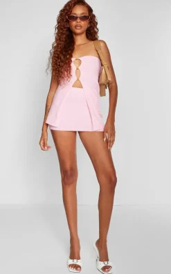 Petite Baby Pink Knitted Bandeau Open Front Top