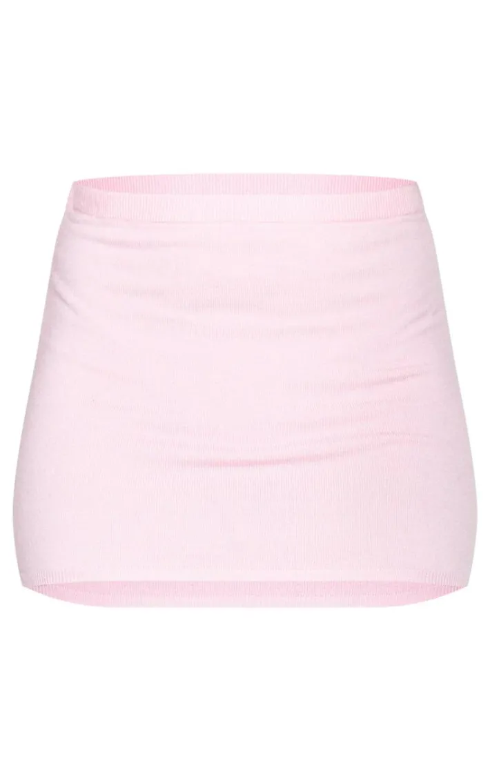 Petite Baby Pink Knitted Micro Mini Skirt