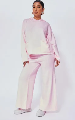 Petite Baby Pink Luxe Knit Wide Leg Pants