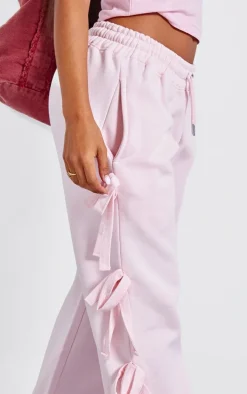 Petite Baby Pink Wide Leg Sweatpants With Bow Details