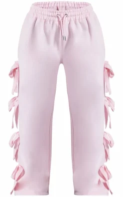 Petite Baby Pink Wide Leg Sweatpants With Bow Details