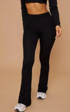 Petite Basic Black Jersey Wide Leg Flares