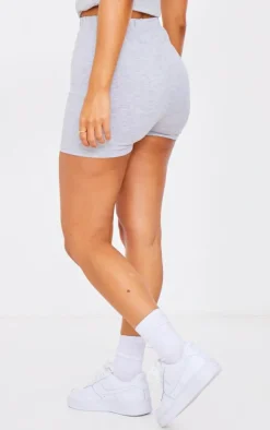 Petite Basic Grey Cotton Blend High Waist Hot Pants