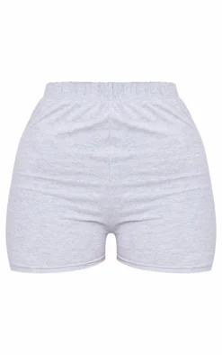 Petite Basic Grey Cotton Blend High Waist Hot Pants