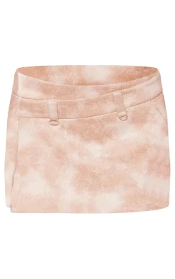 Petite Beige Washed Mini Skirt