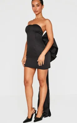 Petite Black Bandeau Bow Detail Mini Dress