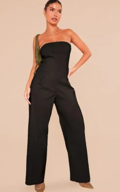 Petite Black Bandeau Wide Leg Jumpsuit