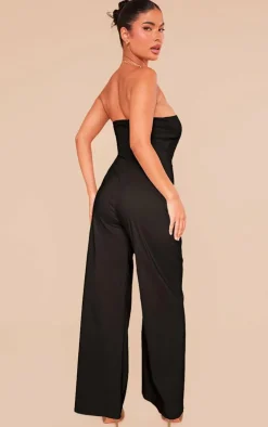 Petite Black Bandeau Wide Leg Jumpsuit