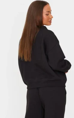 Petite Black Button Up Sweatshirt