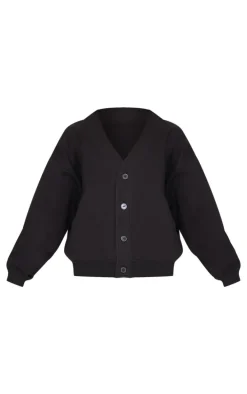 Petite Black Button Up Sweatshirt