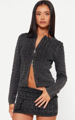 Petite Black Cable Knit Jacket