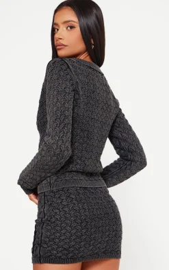 Petite Black Cable Knit Jacket