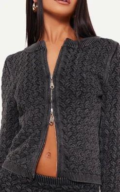 Petite Black Cable Knit Jacket