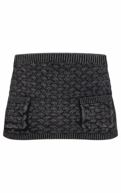 Petite Black Cable Knit Pocket Mini Skirt