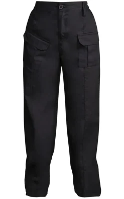 Petite Black Cargo Low Rise Pocket Detail Pants