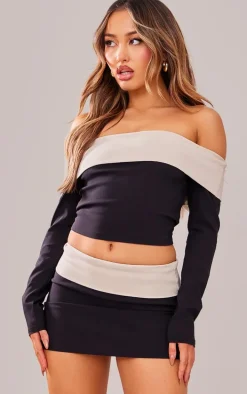 Petite Black Contrast Micro Mini Skirt