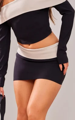 Petite Black Contrast Micro Mini Skirt