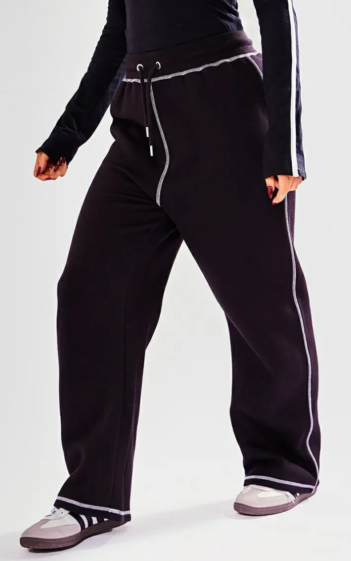 Petite Black Contrast Stitch Sweatpants
