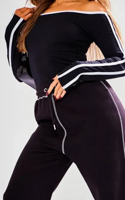 Petite Black Contrast Stitch Sweatpants