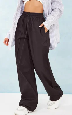 Petite Black Cotton Poplin Pocket Pants