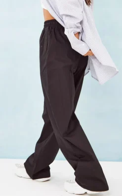 Petite Black Cotton Poplin Pocket Pants