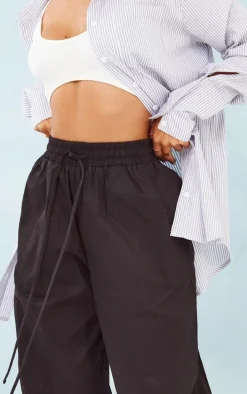 Petite Black Cotton Poplin Pocket Pants