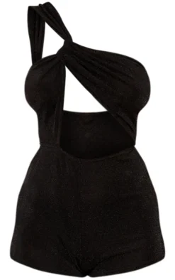 Petite Black Cut Out Acetate Slinky Romper