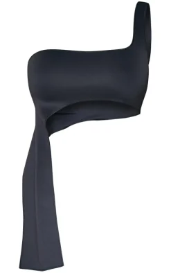 Petite Black Cut Out One Shoulder Top