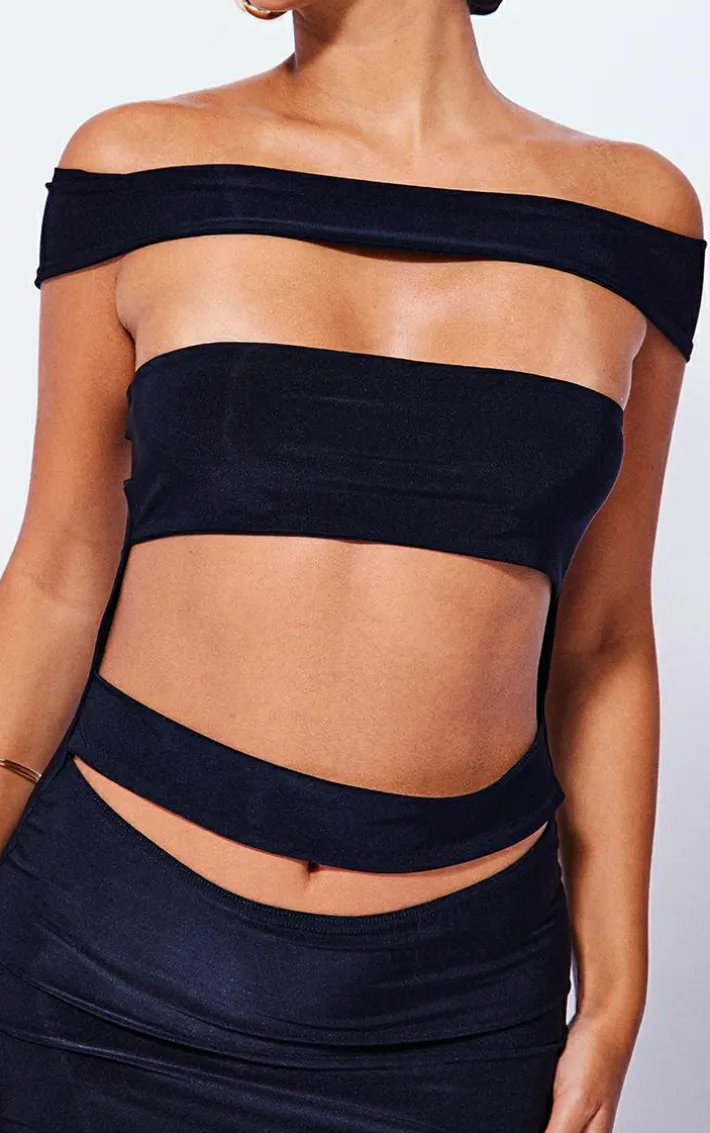 Petite Black Cut-out Bandeau Maxi Dress