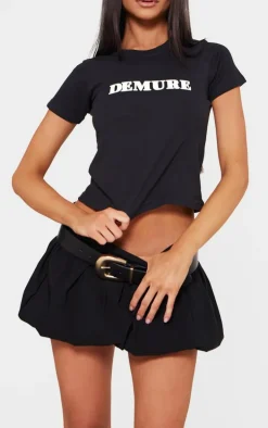 Petite Black Demure Fitted T-Shirt