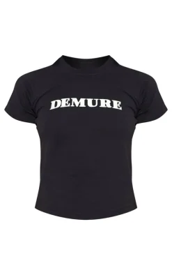 Petite Black Demure Fitted T-Shirt