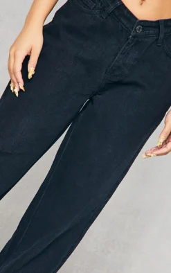 Petite Black Dip Waist Denim Jeans