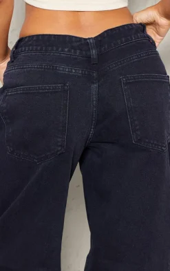 Petite Black Dipped Back Waistband Boyfriend Jeans