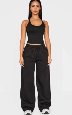 Petite Black Embroidered Longline Tank Top