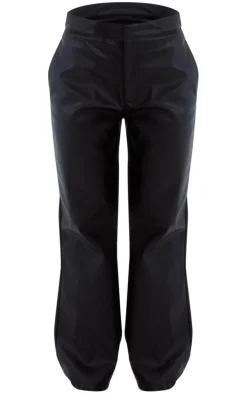 Petite Black Faux Leather Straight Leg Pants