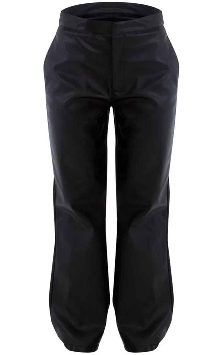 Petite Black Faux Leather Straight Leg Pants