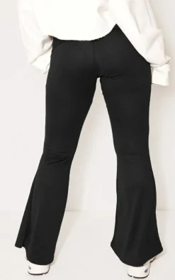 Petite Black Fold Over Flared Pants