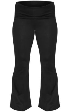 Petite Black Fold Over Flared Pants