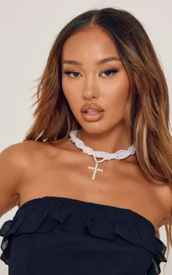 Petite Black Frilled Bandeau Mini Dress