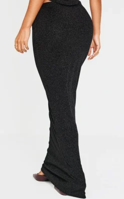 Petite Black Glitter Maxi Skirt