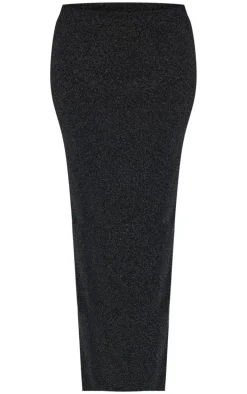 Petite Black Glitter Maxi Skirt