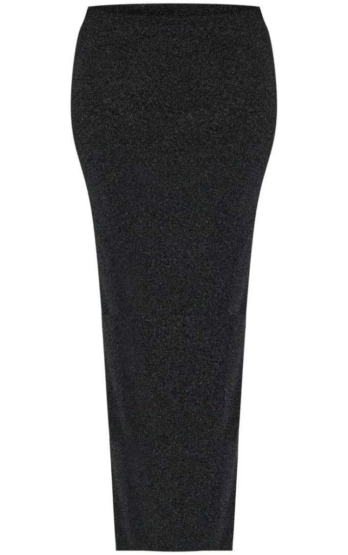 Petite Black Glitter Maxi Skirt