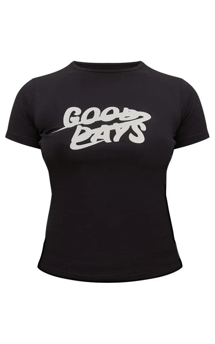 Petite Black Good Days Graphic Tee