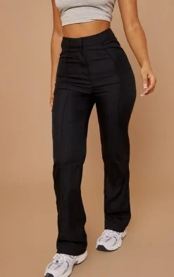 Petite Black High Waisted Straight Leg Pants