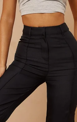 Petite Black High Waisted Straight Leg Pants