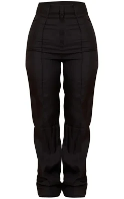 Petite Black High Waisted Straight Leg Pants