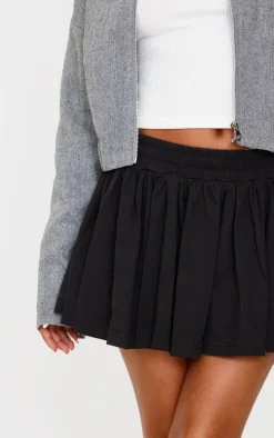 Petite Black Jersey Floaty Mini Skirt