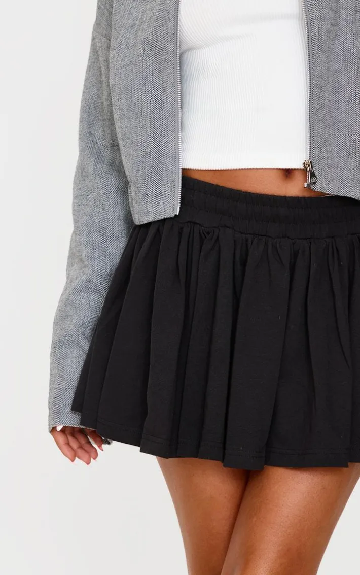Petite Black Jersey Floaty Mini Skirt