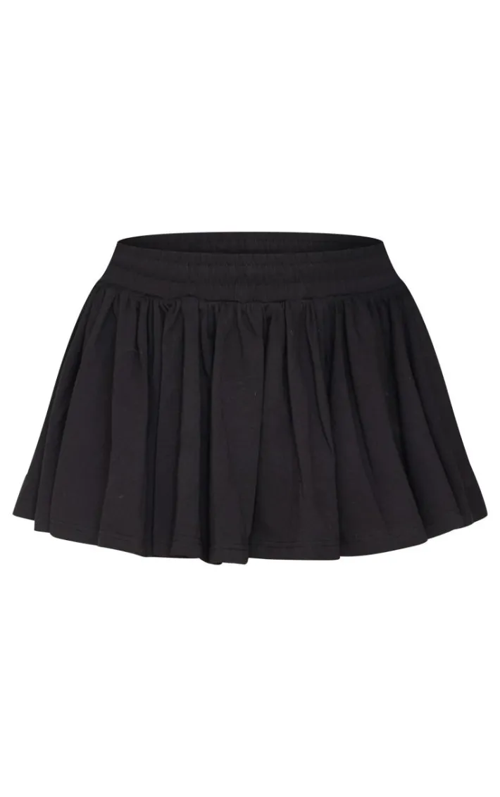 Petite Black Jersey Floaty Mini Skirt