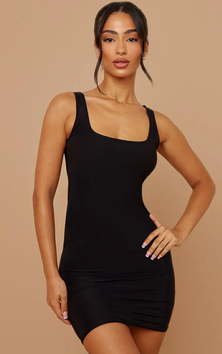 Petite Black Jersey Mini Dress
